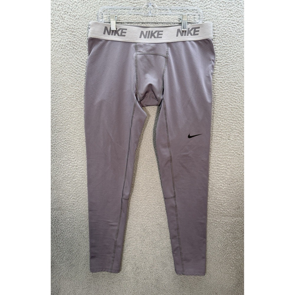 Nike Pants Mens 2XL XXL Gray Chevron Dri Fit Training Tights Running Gym Sports